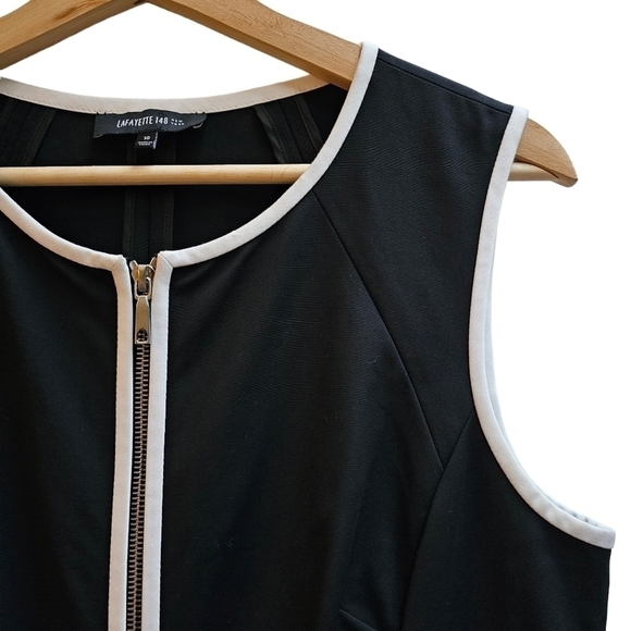 Lafayette 148 New York Black Dress with Full Front Zipper, LBD, Size Medium - Picture 5 of 10